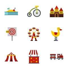 Rides icons set. Flat illustration of 9 rides vector icons for web