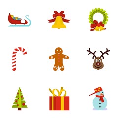 Holiday icons set. Flat illustration of 9 holiday vector icons for web
