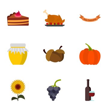 Autumn festival icons set. Flat illustration of 9 autumn festival vector icons for web