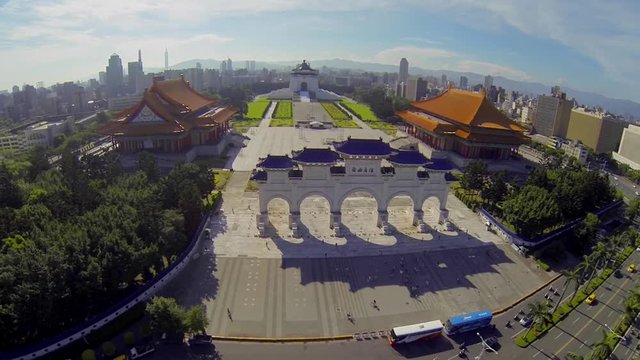 aerial of sun yat sen temple taipei