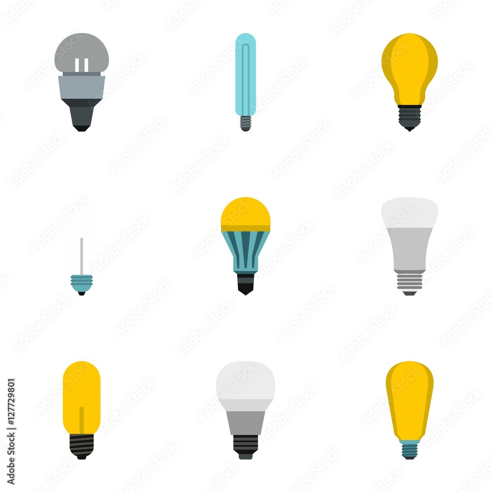 Poster light icons set. flat illustration of 9 light vector icons for web