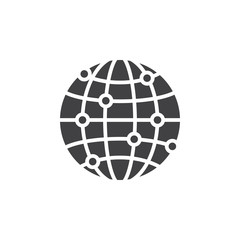 global network connections icon vector, filled flat sign, solid pictogram isolated on white, logo illustration