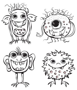 Set of cute cartoon monsters
