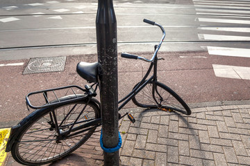 City view of Amsterdam with bicycles in the Netherlands
