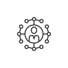 social network connections line icon, outline vector sign, linear pictogram isolated on white. logo illustration