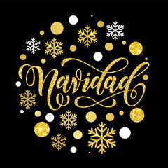 Fototapeta na wymiar Spanish Christmas Navidad golden glitter text