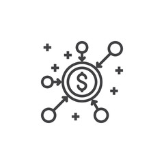 crowd funding line icon, outline vector sign, linear pictogram isolated on white. logo illustration