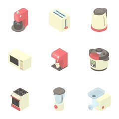 Kitchen gadgets icons set. Cartoon illustration of 9 kitchen gadgets vector icons for web