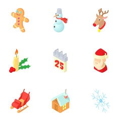 December holiday icons set. Cartoon illustration of 9 december holiday vector icons for web
