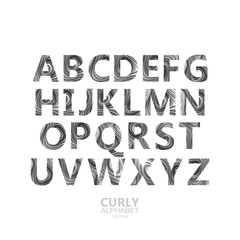 Curly textured alphabet.