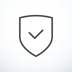 Shield and check mark icon. Shield and tick icon