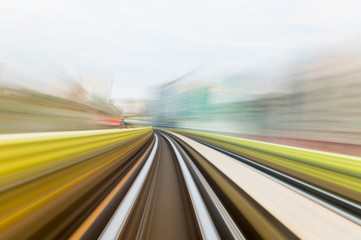Fototapeta na wymiar Speed motion in urban highway road tunnel 