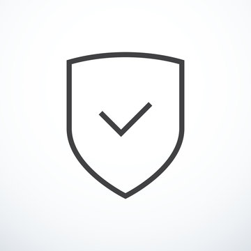 Shield and check mark icon. Shield and tick icon