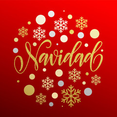 Fototapeta na wymiar Christmas in Spanish Navidad text for greeting card