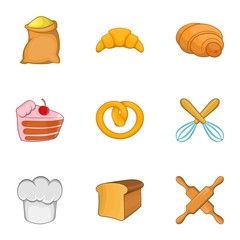 Pastries icons set. Cartoon illustration of 9 pastries vector icons for web