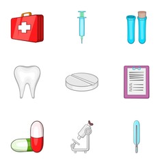 Treatment icons set. Cartoon illustration of 9 treatment vector icons for web