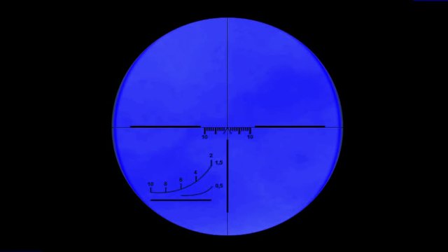 Sniper scope or optical sight on a blue screen. Sniper scope or optical sight. For editing. 