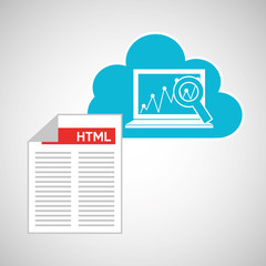 cloud code developing laptop analytics vector illustration eps 10