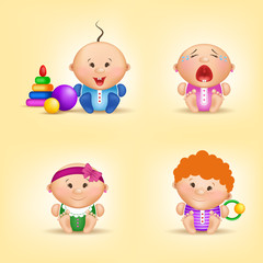 Beautiful children vector illustration. Cute children. Children emotions.