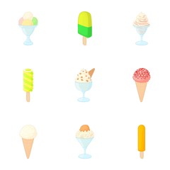 Frosty sweetness icons set. Cartoon illustration of 9 frosty sweetness vector icons for web