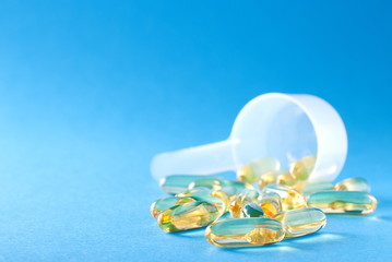 fish oil capsules closeup