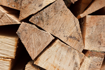 Chopped wood stacked 