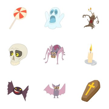 Halloween holiday icons set. Cartoon illustration of 9 halloween holiday vector icons for web