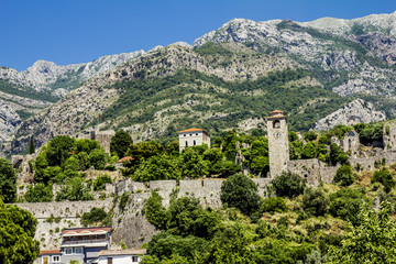Fortress in the old town of Bar in Montenegro on a  summer day