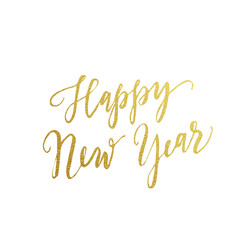 Gold Happy New Year text for greeting card