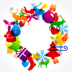 Colorful Christmas wreath background