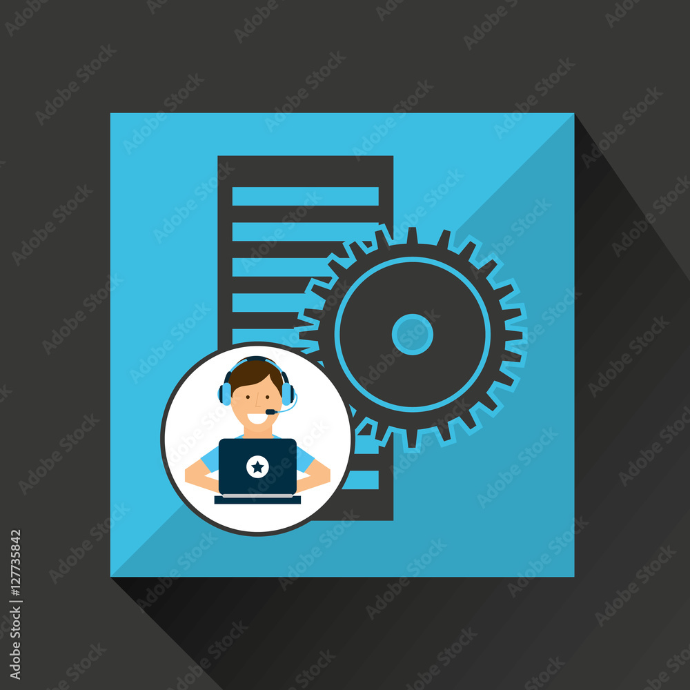 Poster programer character development data gear vector illustration eps 10
