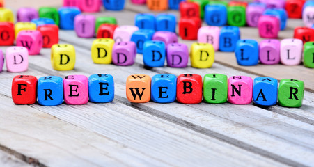 Free webinar words on wooden table
