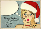 Customizable beautiful retro Christmas card with sexy pin up San