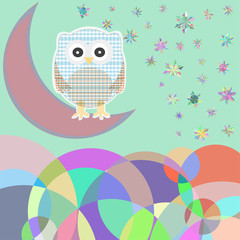 Card with two owls on branch at day