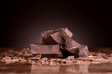 Chocolate on a dark marble background