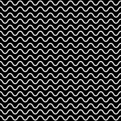 Vector seamless pattern, horizontal wavy lines, smooth bends. Simple monochrome black & white background, endless repeat texture. Design element for prints, decoration, textile, digital, package, web