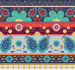 seamless vector paisley borders 