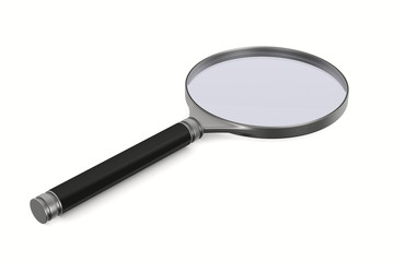 Magnifier on white background. Isolated 3D image