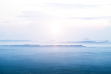 Fototapeta premium The fog mountains in summer, South of Thailand.