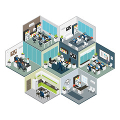 Isometric Office Different Floors Composition