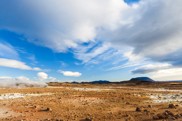 Geothermal Area Hverir, Iceland. Amazing volcanic landscape
