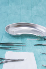 surgical instruments on operation table