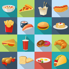 Fast Food Square Icon Set