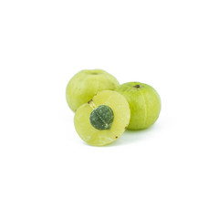amla green fruits isolated on white background.