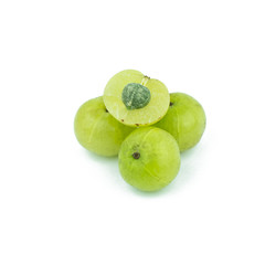 amla green fruits isolated on white background.