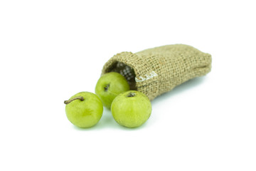 amla green fruits isolated on white background.