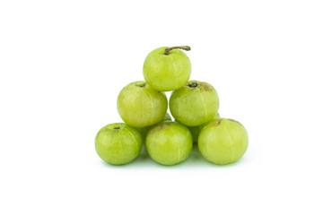 amla green fruits isolated on white background.