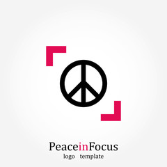 Peace in Focus, Logo Template, Media Sign, Vector Illustration