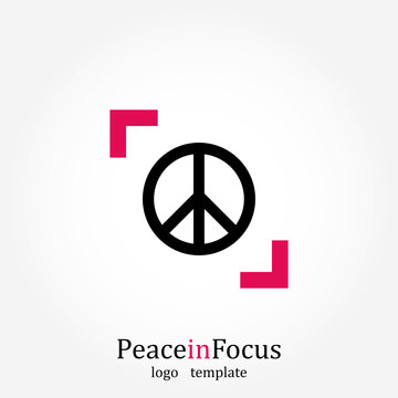 Peace in Focus, Logo Template, Media Sign, Vector Illustration