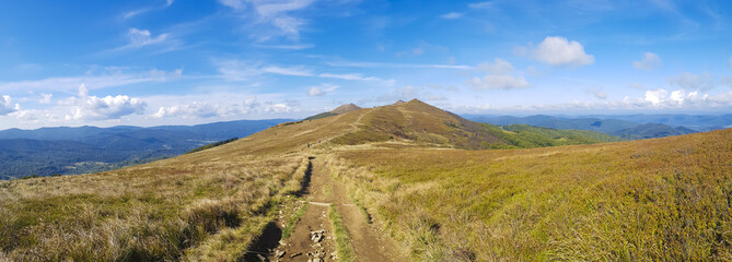 Panorama Bieszczady - Ultra wide autumn landscape © donvictori0